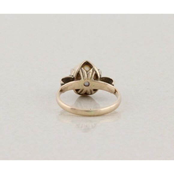 14k Yellow Gold Freshwater Pearl Ring Antique Art Deco Size 6 - Picture 9 of 9